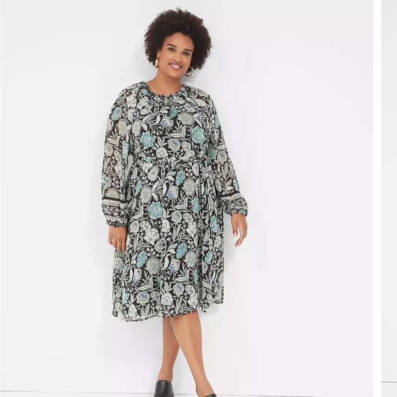 COPY - Lane Bryant Lurex Ruffle-Trim Notch-Neck Mini Dress - Picture 5 of 6